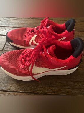 Nike Kids Red and White Athletic Sneakers 4Y